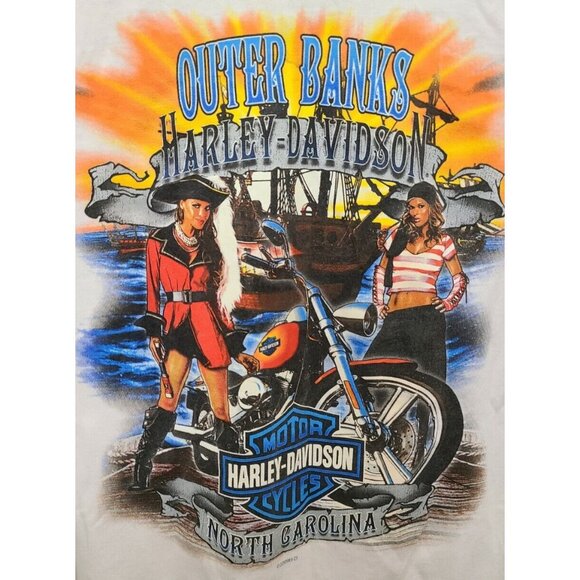 Harley Davidson Mens L/S T Shirt Outer Banks North Carolina Sexy Pirate Girls S - Picture 4 of 13